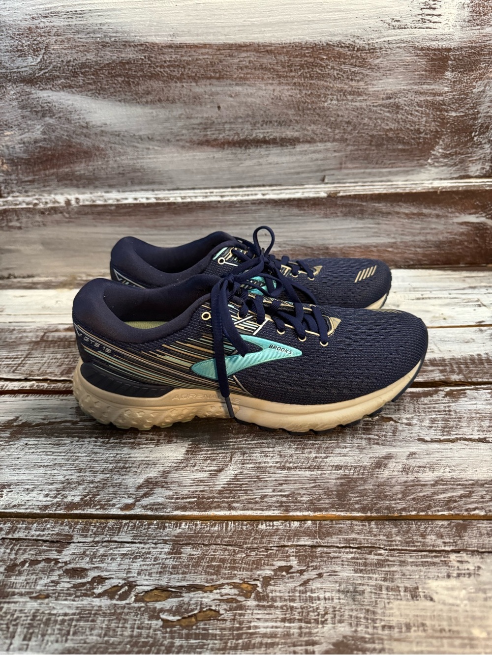 Brooks Navy Blue Teal Gold Women's Running Shoes